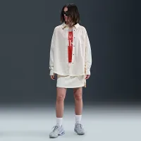 Nike Sportswear женская оверсайз Jacquard Striped Button-Down Shirt цвет коричневый