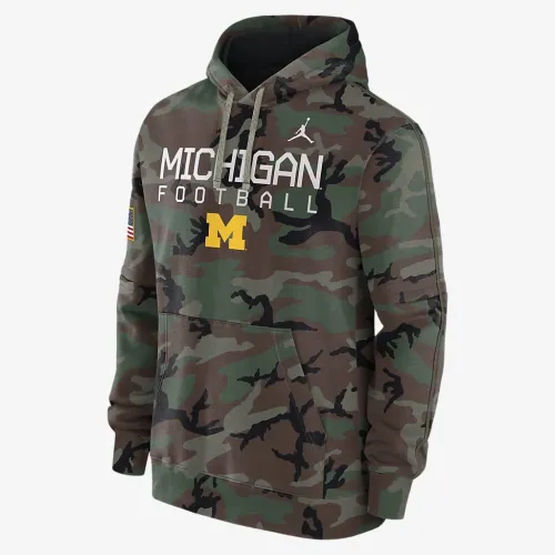 Nike Michigan Wolverines Military Appreciation Club Men’s Jordan Brand College Pullover Толстовка з капюшоном колір зелений