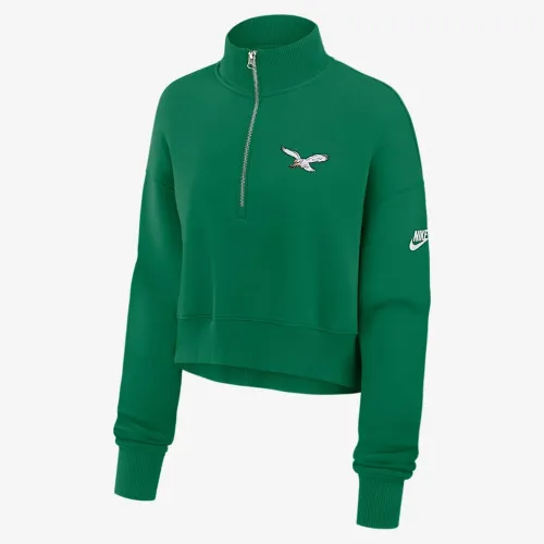 Philadelphia Eagles Rewind Phoenix жіноча Nike NFL Cropped 1/4-Zip Crew колір зелений