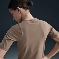 Nike Zenvy Rib женская Dri-FIT Short-Sleeve Top цвет коричневый