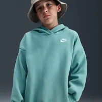 Nike Sportswear Club Fleece Big детские оверсайз Pullover Толстовка с капюшоном цвет зеленый