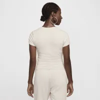 Nike Sportswear Chill Knit жіноча Short-Sleeve Square-Neck Top колір коричневий