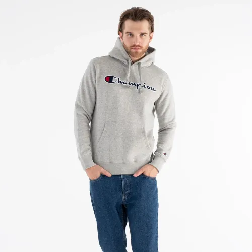 Кофта/футболка Champion Script Logo Embroidery Fleece Толстовка з капюшоном 217858-EM031 - Сіра