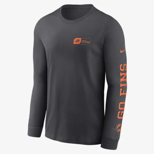 Miami Dolphins All Out чоловічі Nike NFL Long-Sleeve футболка колір сірий