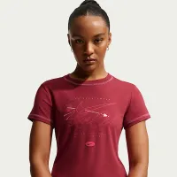 Nike Sportswear Chill Knit женская Slim Short-Sleeved Cropped футболка цвет красный