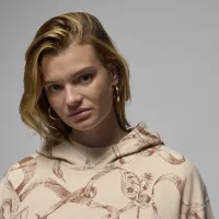 Nike Jordan Brooklyn Fleece жіноча Printed Pullover колір коричневий
