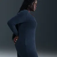 Nike Sportswear Chill Knit жіноча Tight Long-Sleeve Midi Mini-Rib Костюм (великі розміри) блакитний