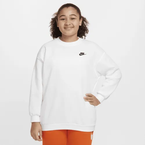 Nike Sportswear Club Fleece Big детские (Girls') оверсайз свитшот (Extended Size) цвет белый