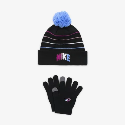 Nike Powder Play Big детские 2-Piece Beanie набор цвет черный