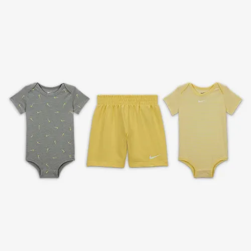Nike Essentials Baby 3-Piece Striped Swooshfetti набор Yellow