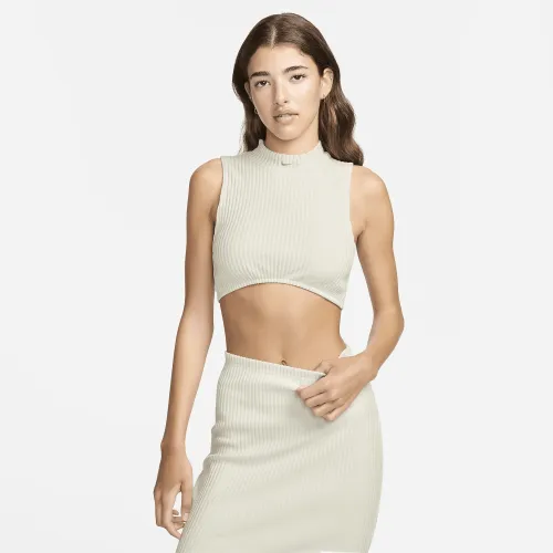 Nike Sportswear Chill Rib женская Tight Mock-Neck Cropped Tank Top цвет коричневый