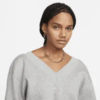 Nike Sportswear Phoenix Fleece женская оверсайз V-Neck свитшот цвет серый