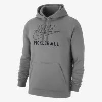 Nike Swoosh Club Fleece мужские Pickleball Pullover Толстовка с капюшоном цвет серый