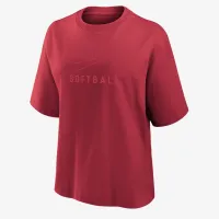Nike Swoosh женская Softball Boxy футболка цвет красный