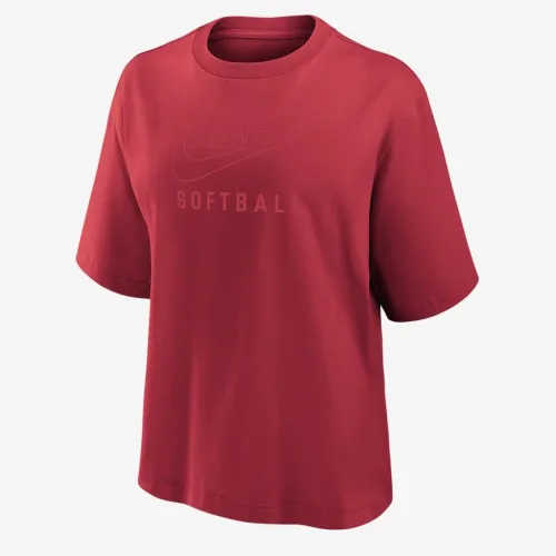 Nike Swoosh женская Softball Boxy футболка цвет красный