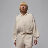 Nike Jordan Brooklyn Fleece жіноча Cropped Full-Zip Толстовка з капюшоном колір коричневий