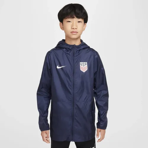 USMNT Academy Pro Big детские Nike Soccer Hooded Rain Куртка синий