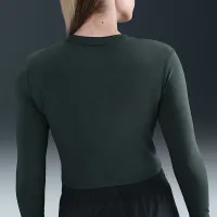 Nike Sportswear Chill Knit женская Slim Long-Sleeve Cropped Top цвет зеленый