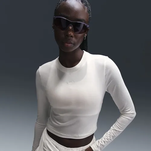 Nike Sportswear Chill Knit женская Slim Long-Sleeve Cropped Top цвет белый