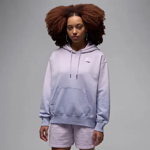 Nike Jordan Flight Fleece женская Satin-Lined Pullover Толстовка с капюшоном цвет фиолетовый