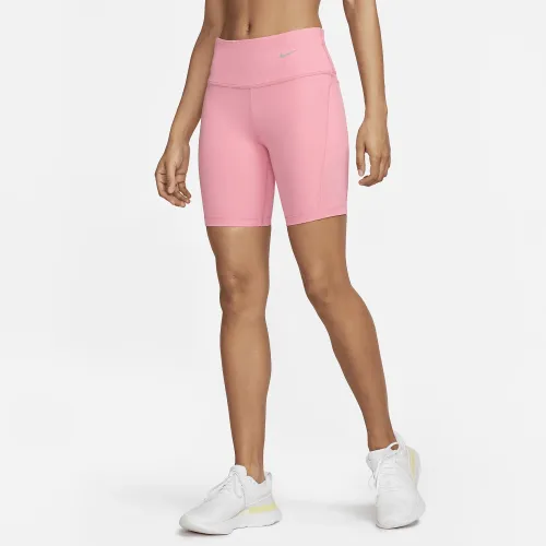 Nike женская Tight Mid-Rise Ribbed-Panel Running шорты с карманамиPink
