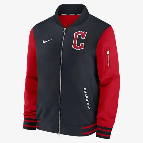 Cleveland Guardians Authentic Collection Dugout мужские Nike MLB Full-Zip Bomber Куртка синий