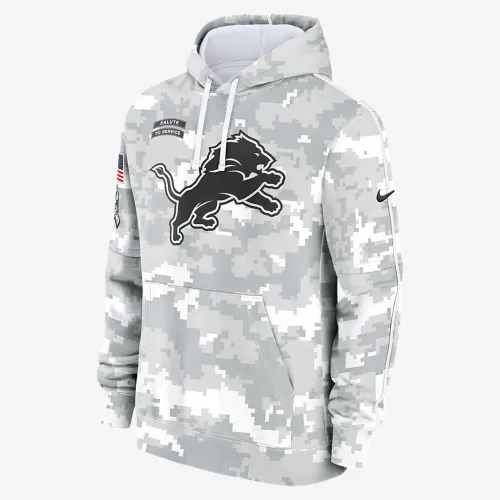 Detroit Lions Salute to Service Primary Edge Club мужские Nike NFL Pullover Толстовка с капюшоном цвет белый