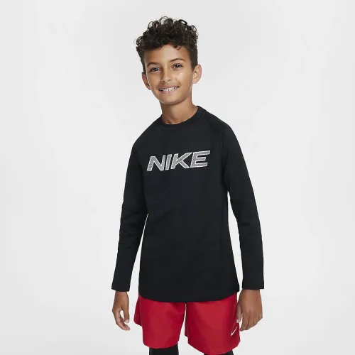 Nike Pro Warm Big дитячі (для хлопчиків) Dri-FIT Long-Sleeve тренувальні Top колір чорний