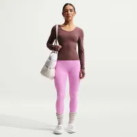 Nike Zenvy женская С высокой Талией Full-Length лосины with No Front Seam цвет фиолетовый