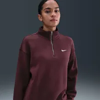 Nike Sportswear Phoenix Fleece женская оверсайз 1/4-Zip Long свитшот цвет красный