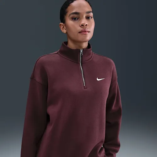 Nike Sportswear Phoenix Fleece женская оверсайз 1/4-Zip Long свитшот цвет красный