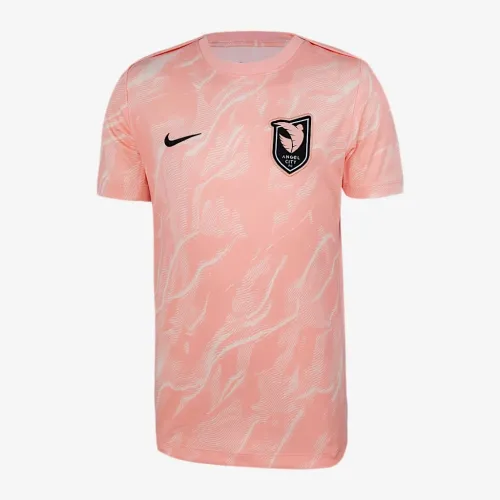 Angel City FC 2025 Big детские Nike NWSL Short-Sleeve Pre-Match Top Pink