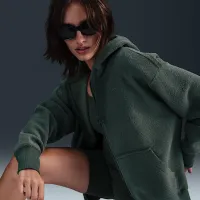 Nike Sportswear Phoenix Plush жіноча оверсайз Cozy Fleece Full-Zip Толстовка з капюшоном колір зелений