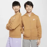 Nike Sportswear Club Fleece Big детские Full-Zip Толстовка с капюшоном цвет коричневый