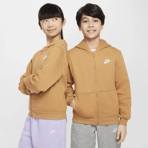 Nike Sportswear Club Fleece Big детские Full-Zip Толстовка с капюшоном цвет коричневый