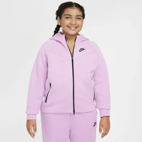 Nike Sportswear Tech Fleece Big детские (Girls') Full-Zip Толстовка с капюшоном (Extended Size) Pink
