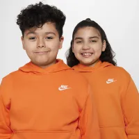 Nike Sportswear Club Fleece Big детские Pullover Толстовка с капюшоном (Extended Size) Orange
