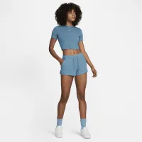 Nike Sportswear женская С высокой Талией Ribbed Jersey шорты синий