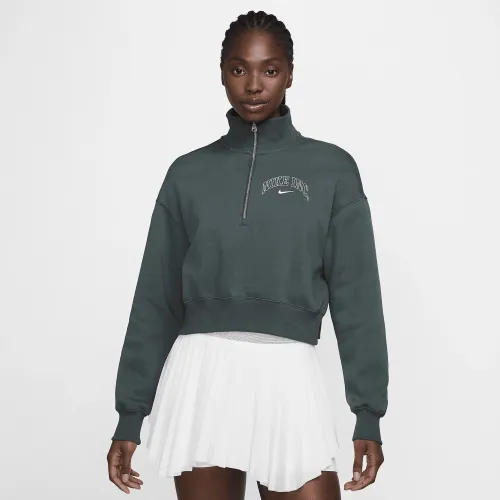 Nike Sportswear Phoenix Fleece женская 1/2-Zip Cropped свитшот цвет зеленый