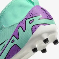 Nike Jr. Mercurial Superfly 9 Academy Little/Big детские Multi-Ground High-Top футбольные бутсы цвет зеленый