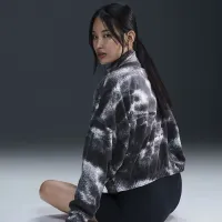 Nike One жіноча Therma-FIT оверсайз 1/2-Zip Fleece Printed Top колір чорний