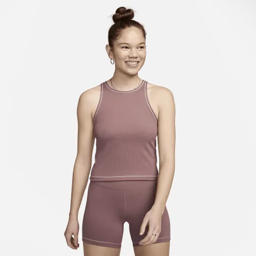 Nike One Fitted жіноча Dri-FIT Ribbed Tank Top колір фіолетовий