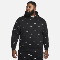 Nike Club Fleece чоловічі Allover Print Pullover Толстовка з капюшоном колір чорний