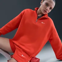Nike Sportswear Phoenix Fleece женская оверсайз 1/4-Zip Long свитшот цвет красный