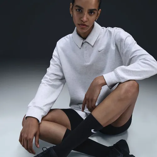 Nike Sportswear Essential женская оверсайз Long-Sleeve Polo цвет коричневый