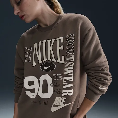 Nike Sportswear женская оверсайз Crew-Neck French Terry свитшот цвет коричневый