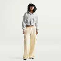 Nike Sportswear Phoenix Fleece жіноча Loose Full-Zip Cropped Толстовка з капюшоном колір сірий