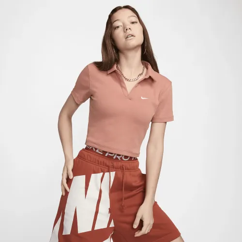 Nike Sportswear Essential женская Short-Sleeve Polo Top цвет коричневый
