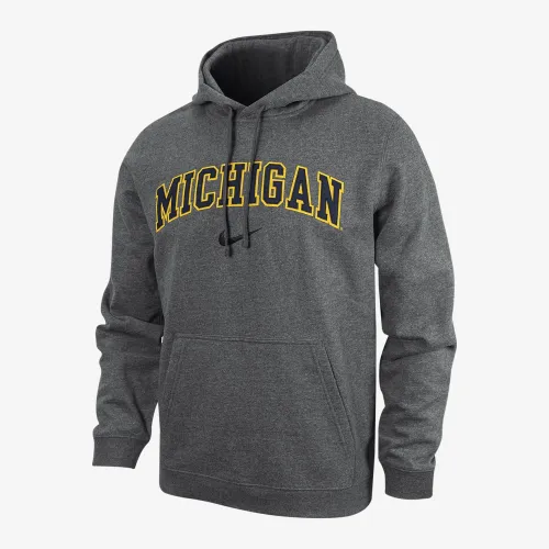 Michigan Club Fleece чоловічі Nike College Толстовка з капюшоном колір сірий