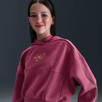 Nike Sportswear Club Fleece Big детские (Girls') Boxy Толстовка с капюшоном цвет фиолетовый
